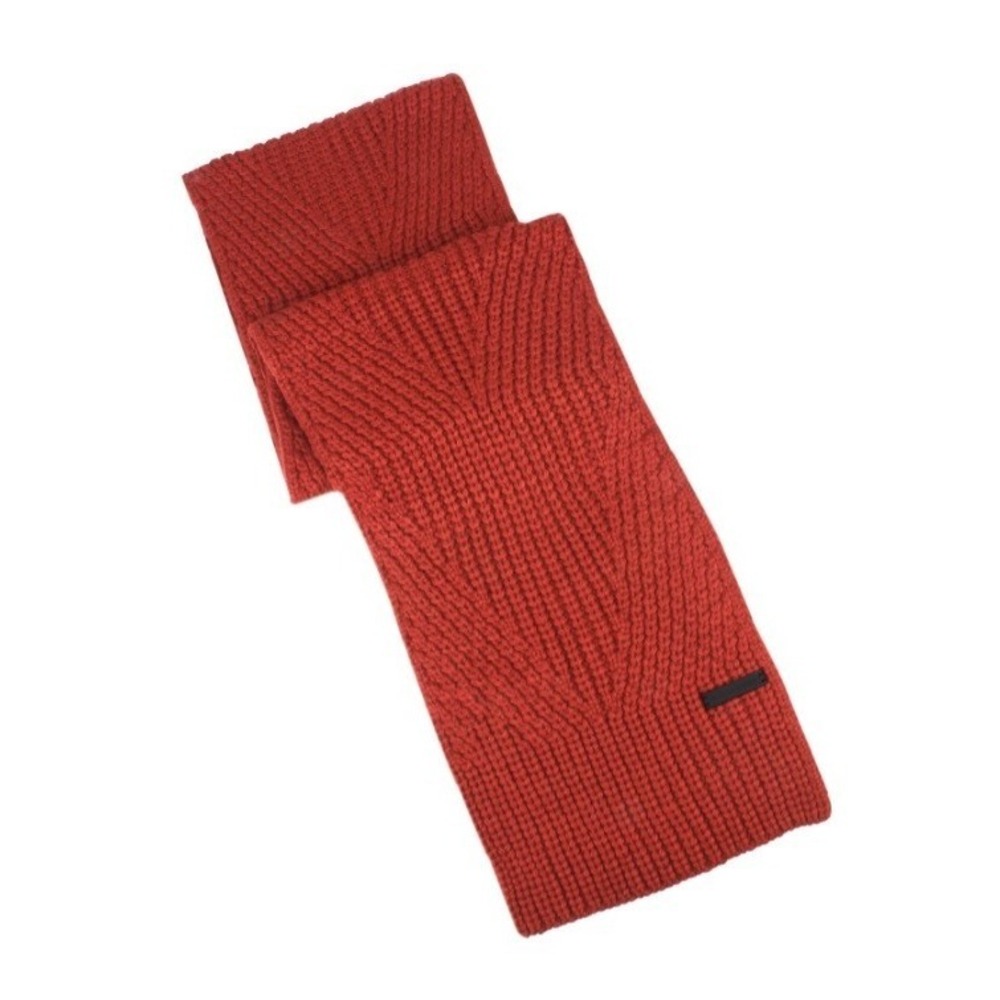 New Rebecca Minkoff Traveling Rib Knit Scarf 74x9 Brick Red Orange #98174